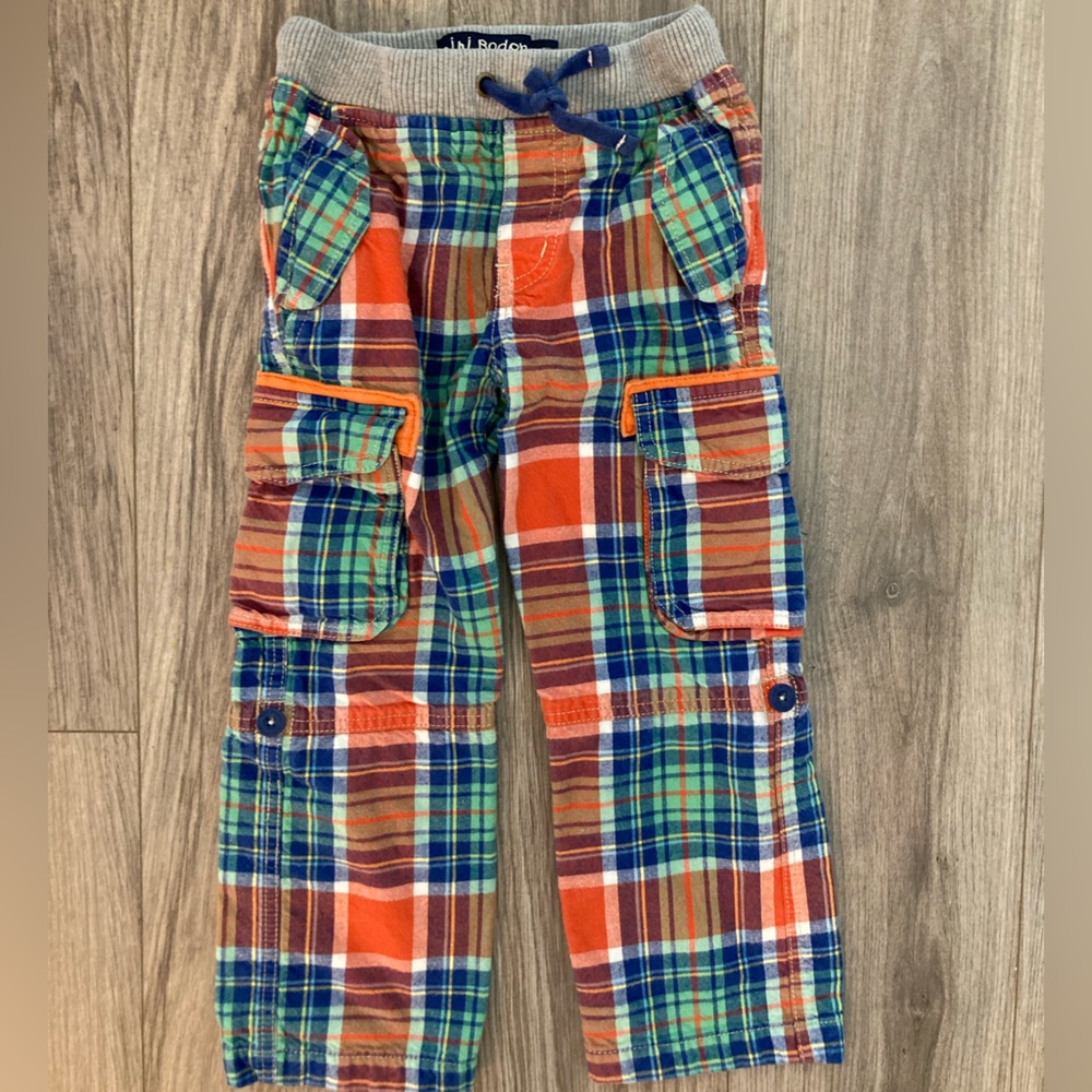 Mini Boden Plaid Cargo Pants size 5